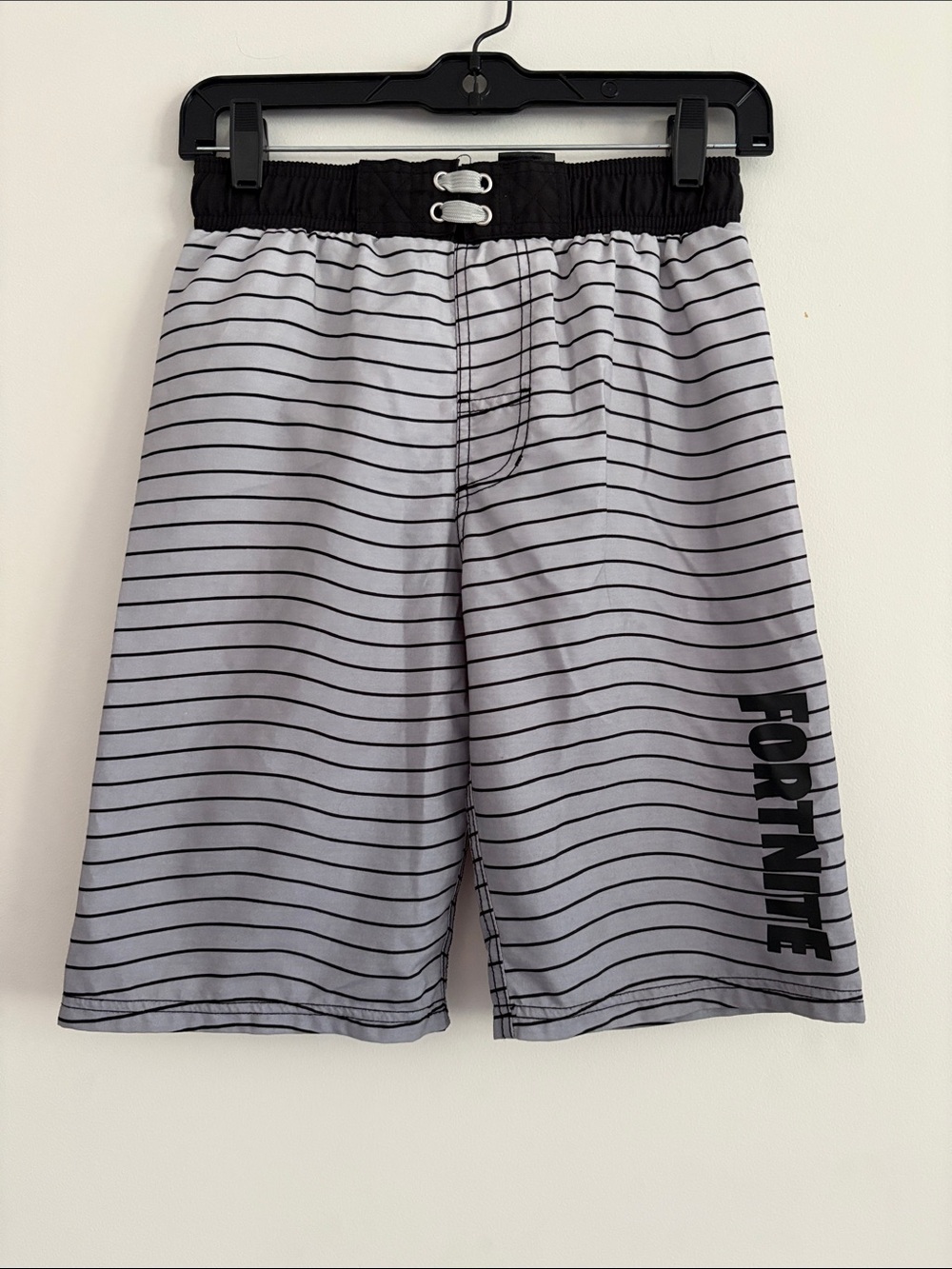 Boy’s Black & Gray Striped Swim Shorts